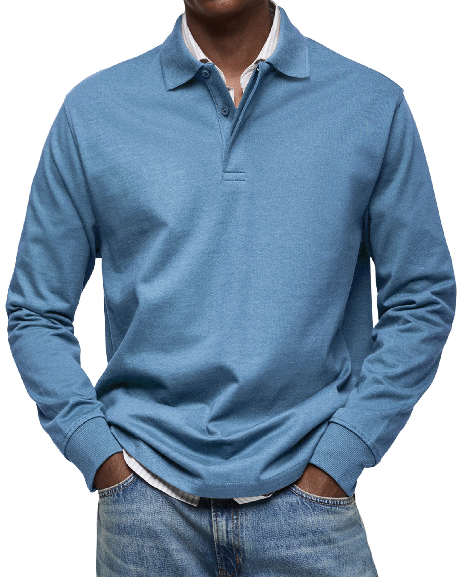 Varel | Camicia Poloshirt Casual a Maniche Lunghe