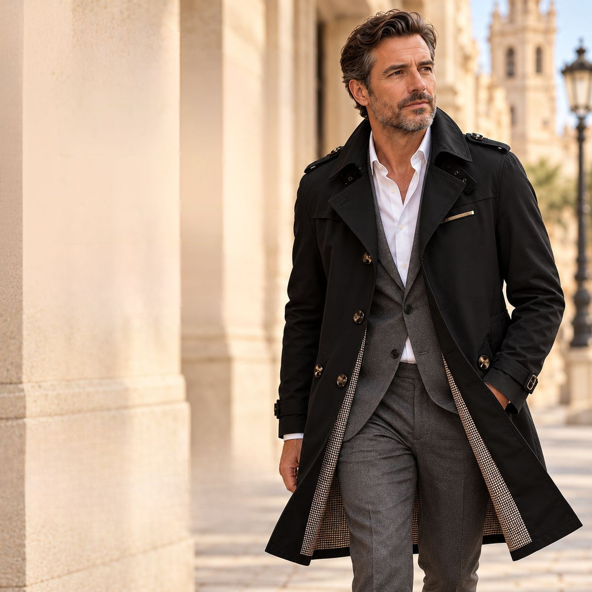 Varel | Cappotto corto con colletto aperto e chiusura con bottoni