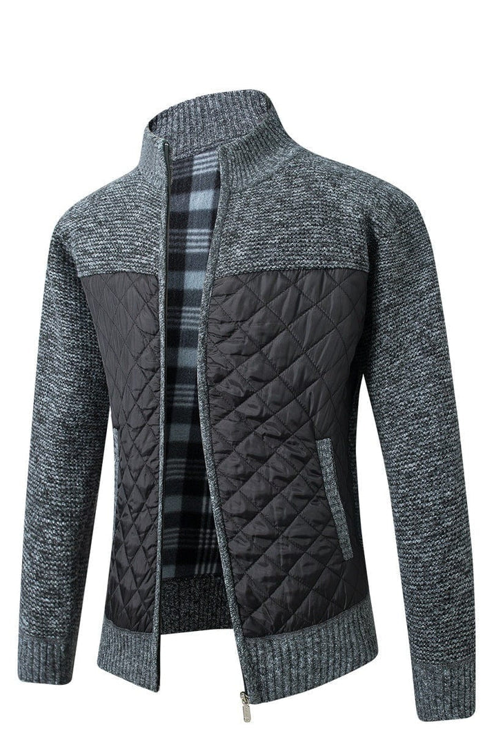 Varel | Giacca in maglia con pannelli trapuntati e zip integrale