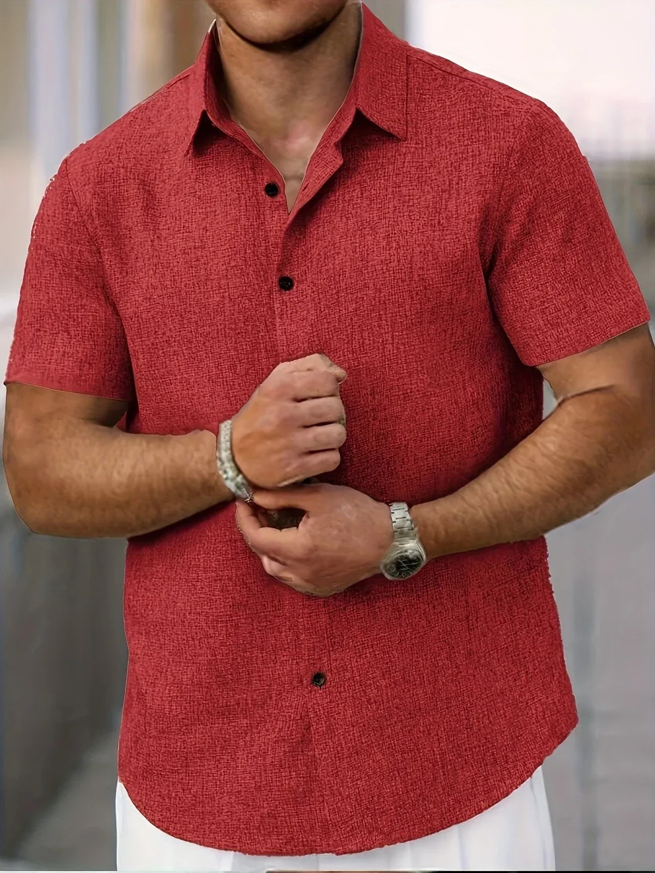 Varel | Camicia leggera a maniche corte in misto lino