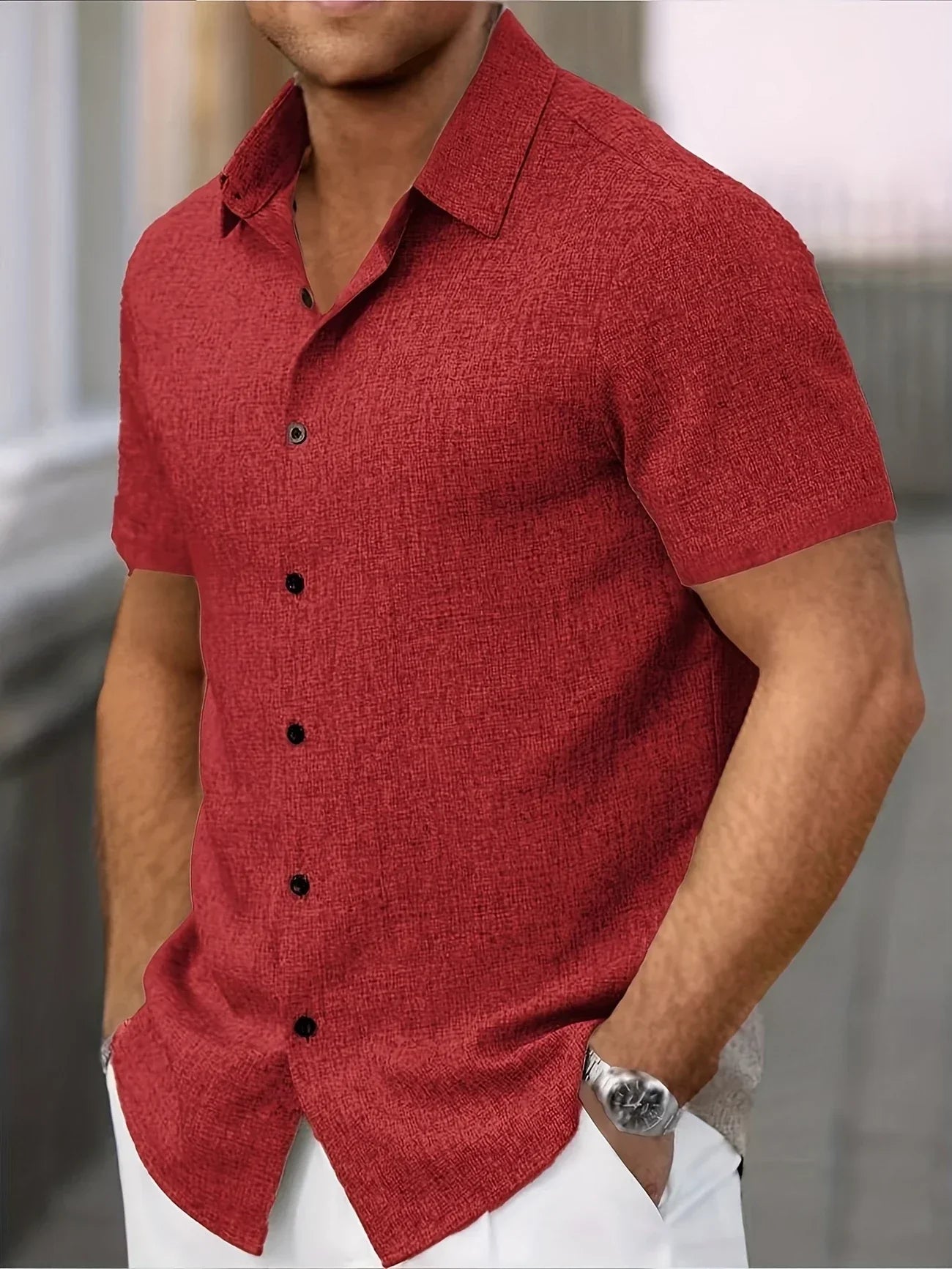 Varel | Camicia leggera a maniche corte in misto lino
