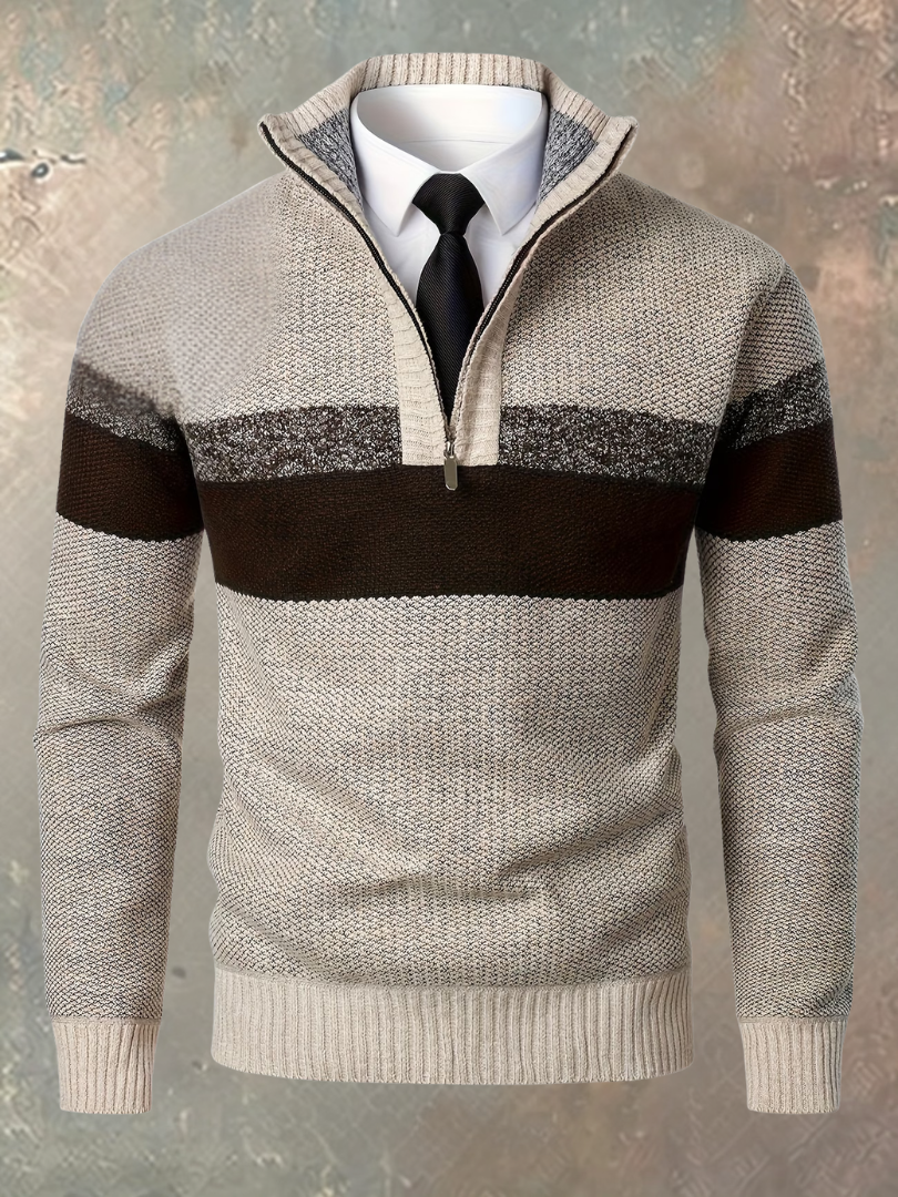 Varel | Maglione elegante da uomo con mezza zip