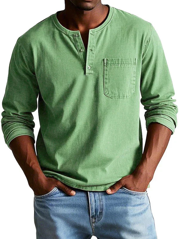Varel | Maglietta Henley Casual con Maniche Lunghe