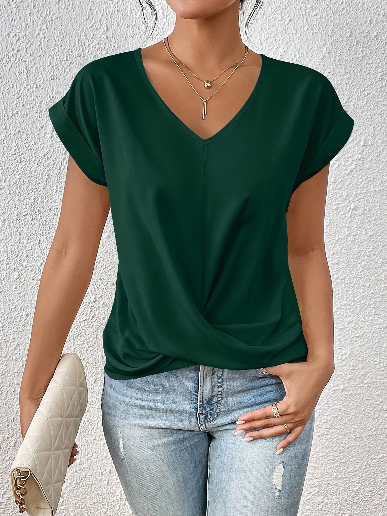 Varel | T-shirt casual con morbido scollo a V (1 + 1 in omaggio)