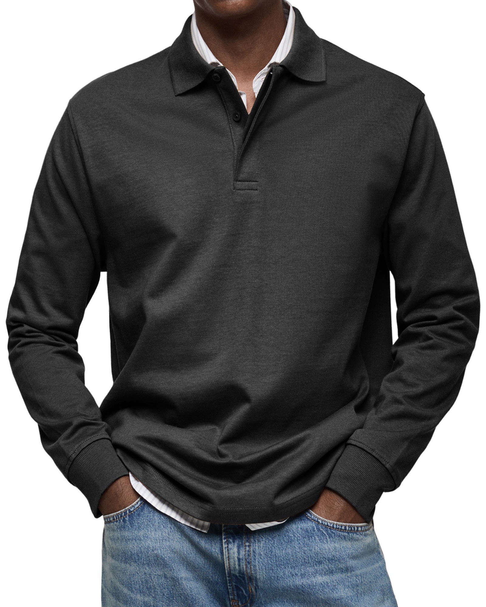 Varel | Camicia Poloshirt Casual a Maniche Lunghe