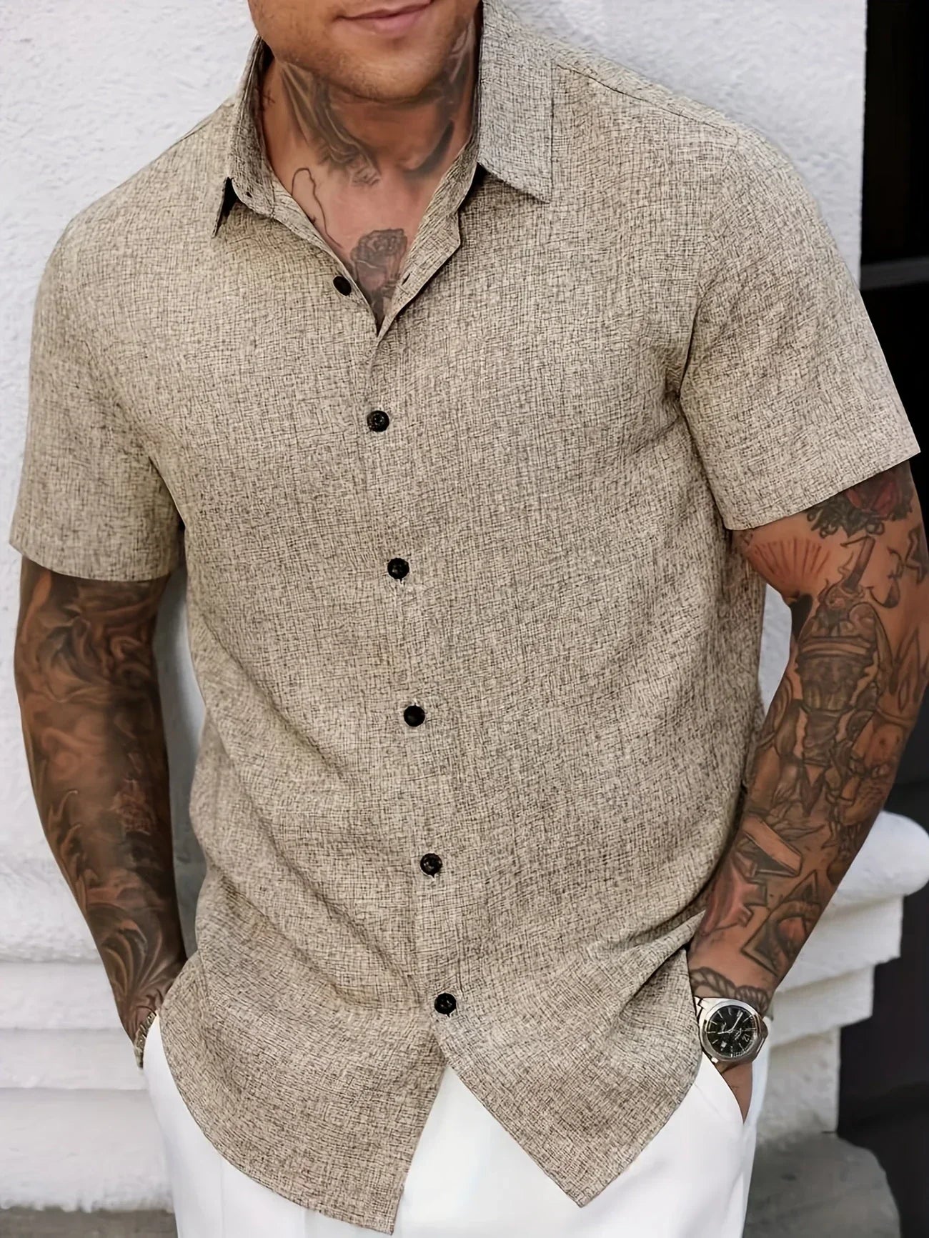 Varel | Camicia leggera a maniche corte in misto lino