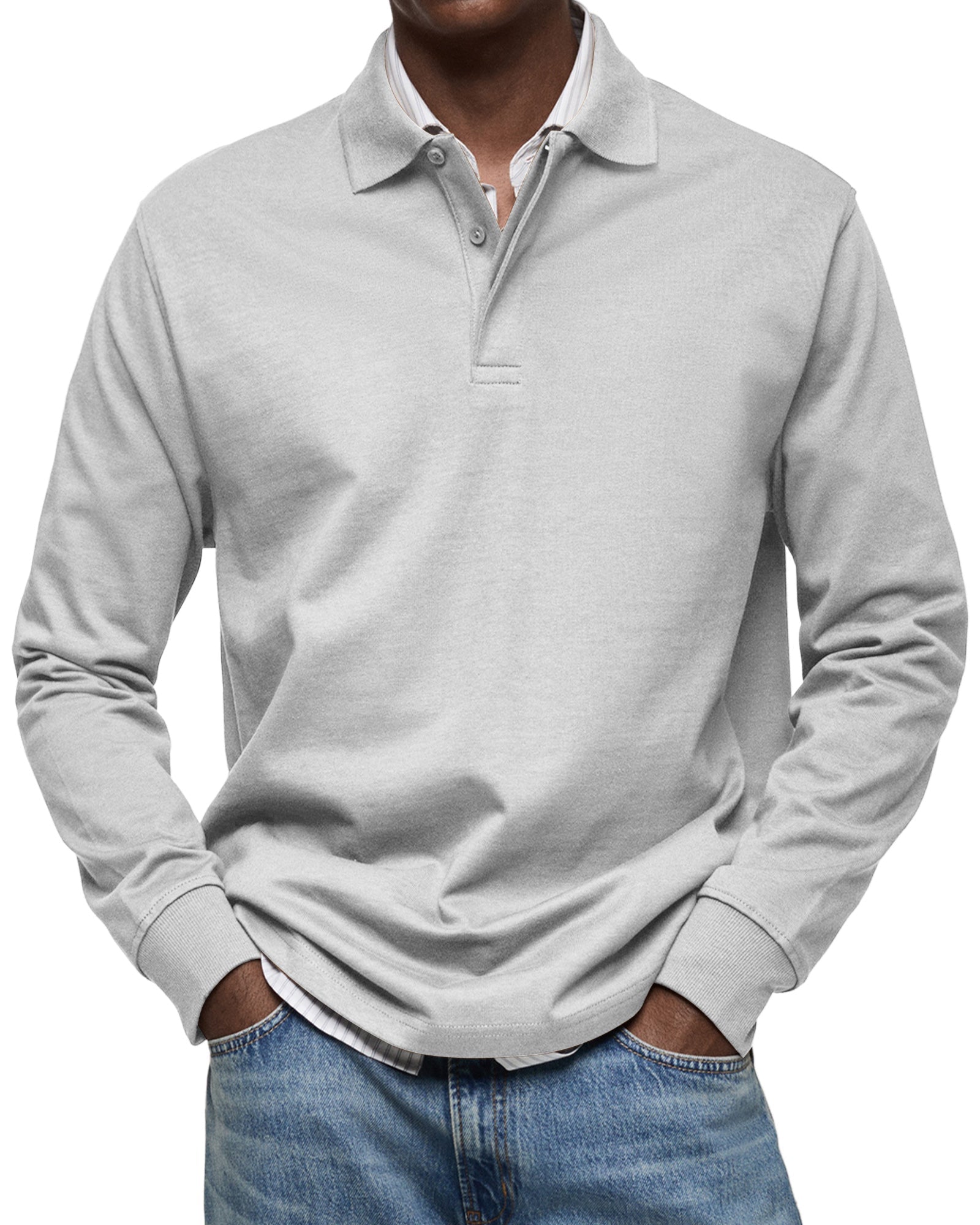 Varel | Camicia Poloshirt Casual a Maniche Lunghe
