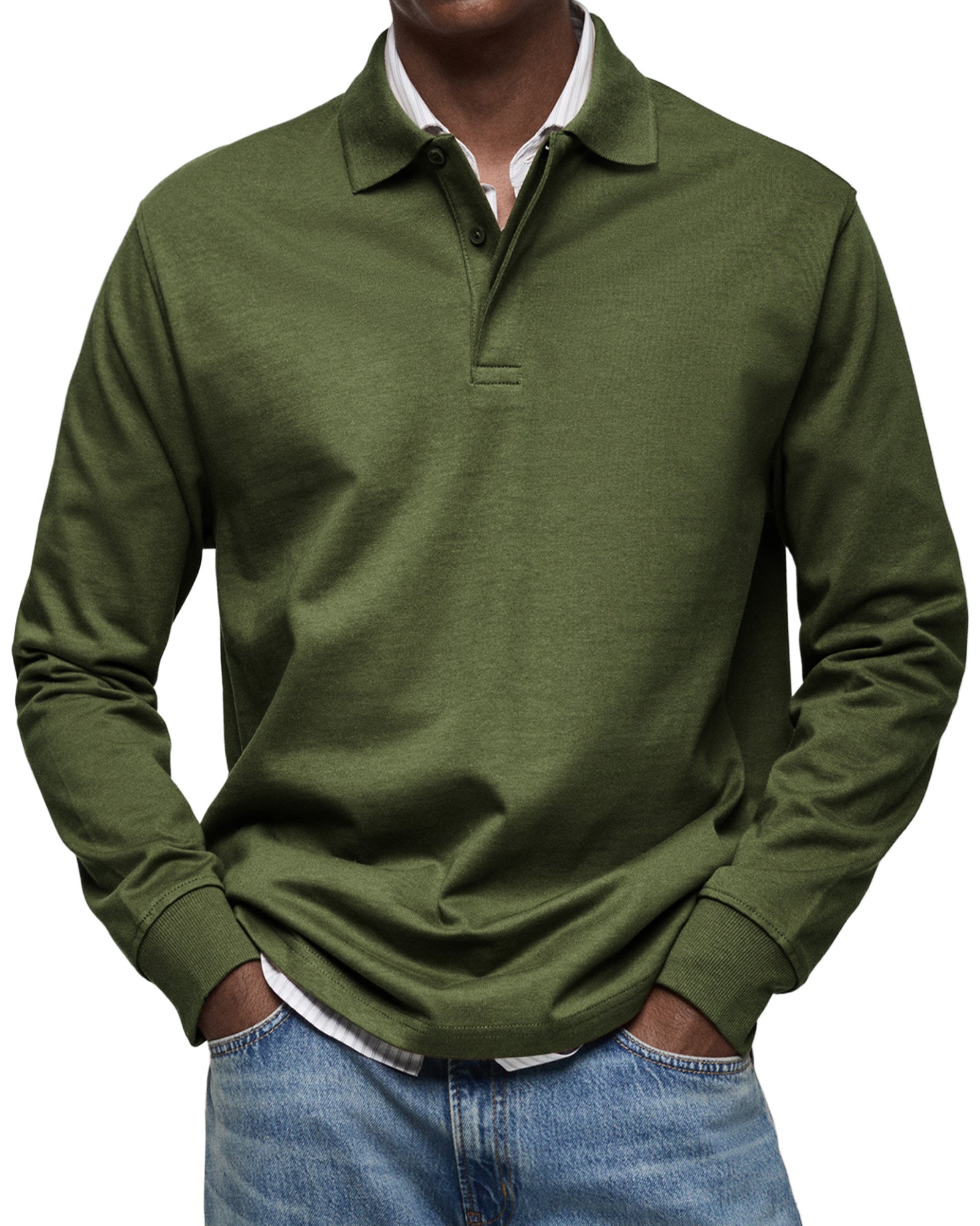Varel | Camicia Poloshirt Casual a Maniche Lunghe