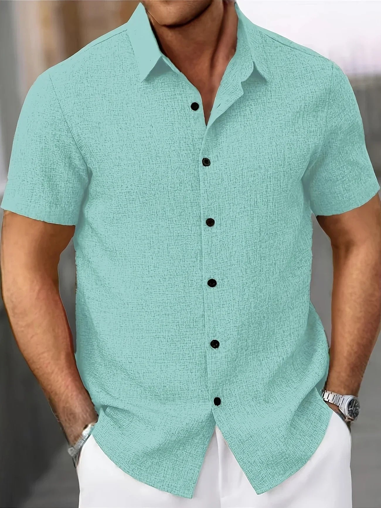 Varel | Camicia leggera a maniche corte in misto lino