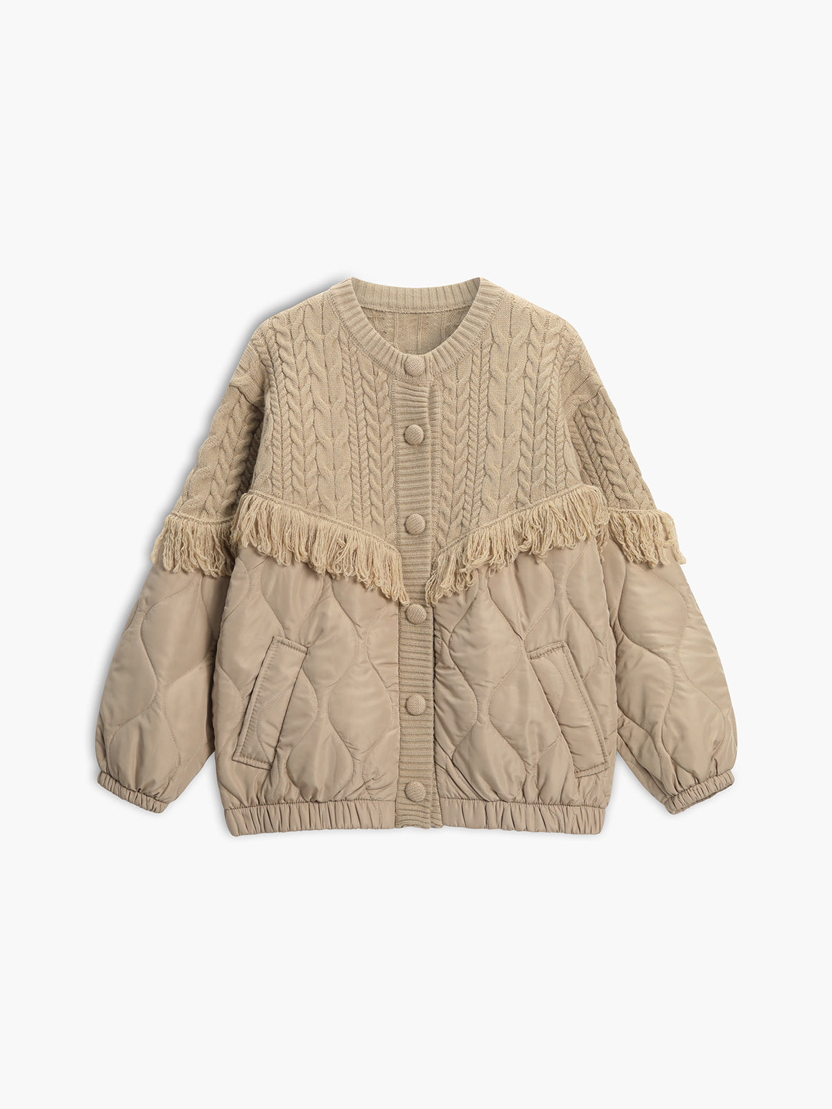 Varel | Giacca trapuntata in maglia intrecciata patchwork