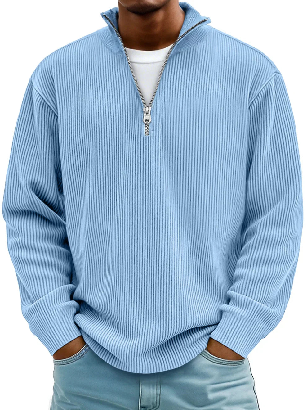 Varel | Maglione a righe con maniche lunghe e zip frontale