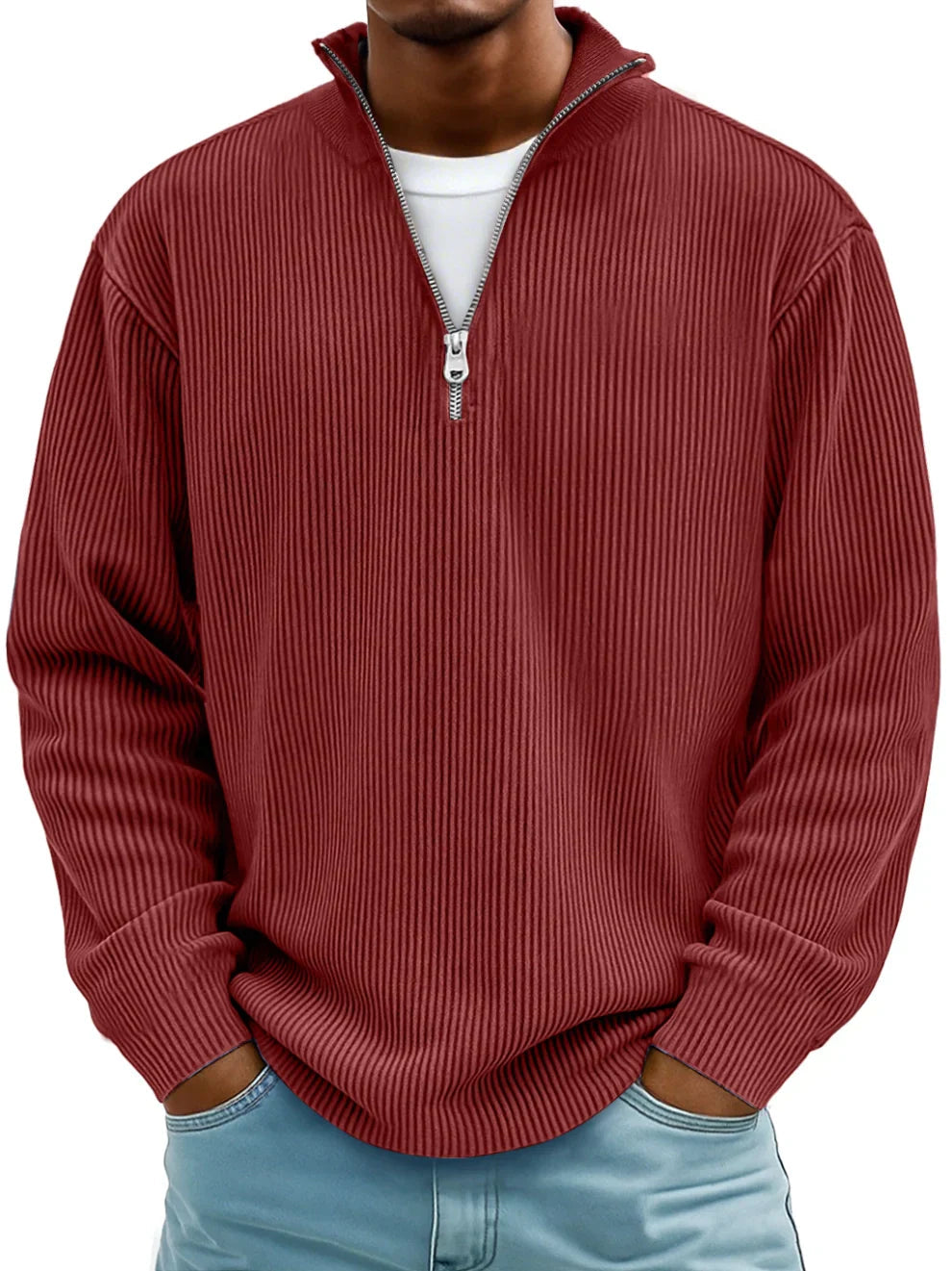 Varel | Maglione a righe con maniche lunghe e zip frontale