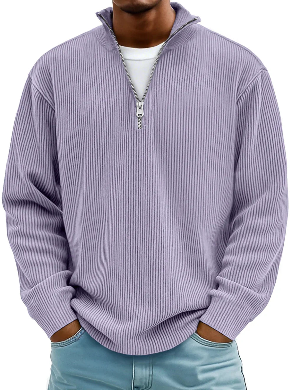 Varel | Maglione a righe con maniche lunghe e zip frontale