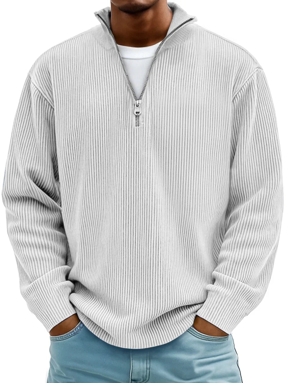 Varel | Maglione a righe con maniche lunghe e zip frontale