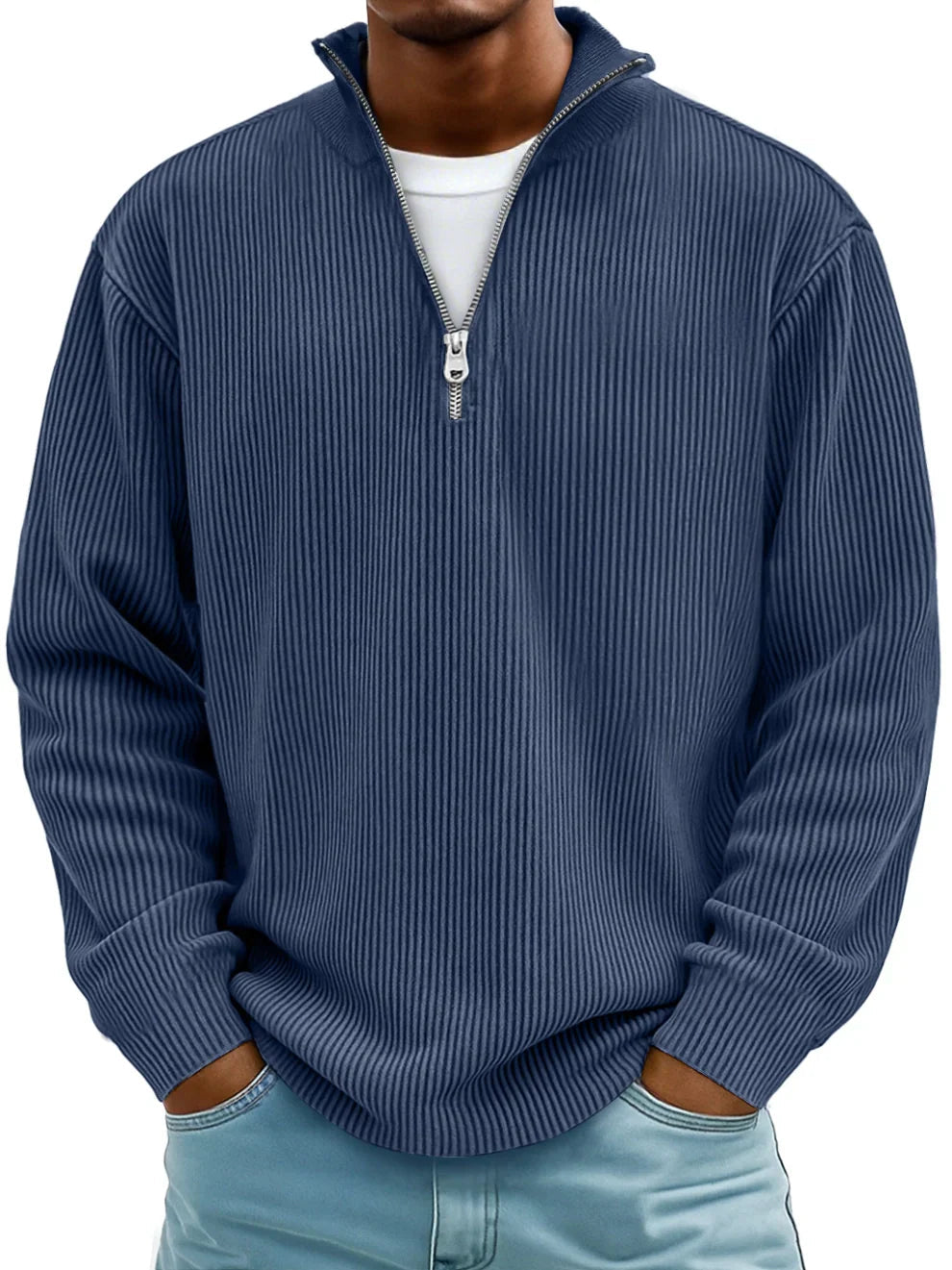 Varel | Maglione a righe con maniche lunghe e zip frontale