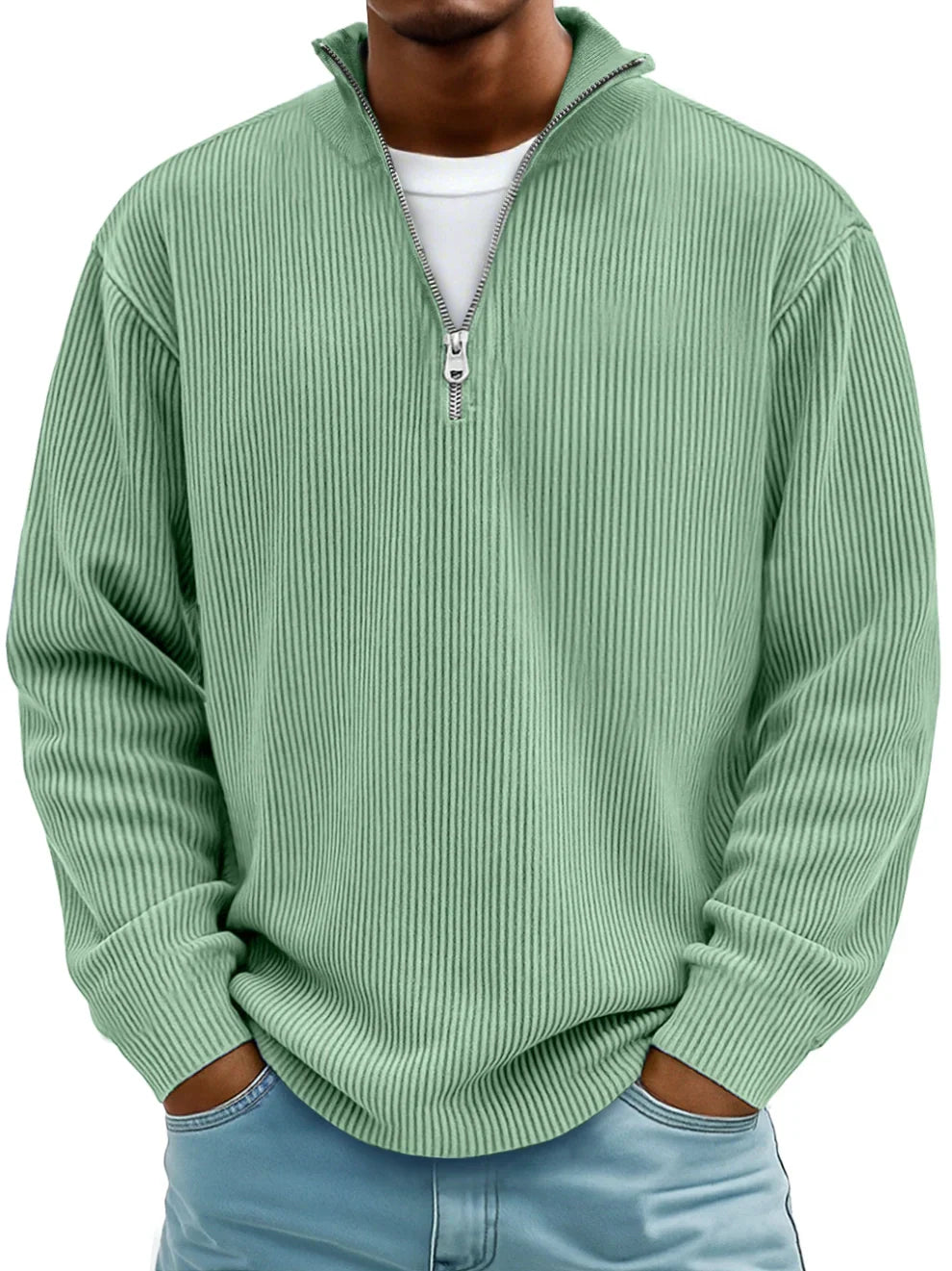 Varel | Maglione a righe con maniche lunghe e zip frontale