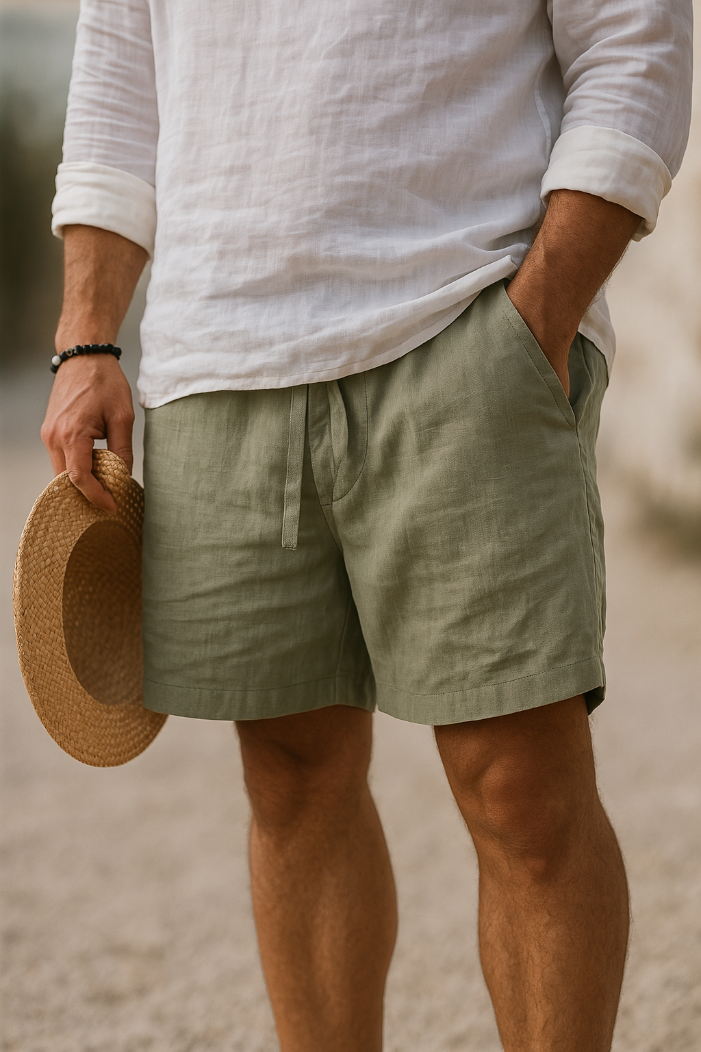 Varel | Pantaloni corti eleganti in lino con vita elastica