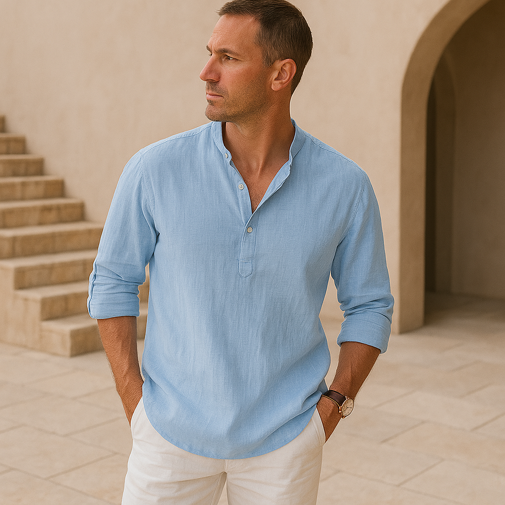 Varel | Camicia Henley in cotone effetto lino