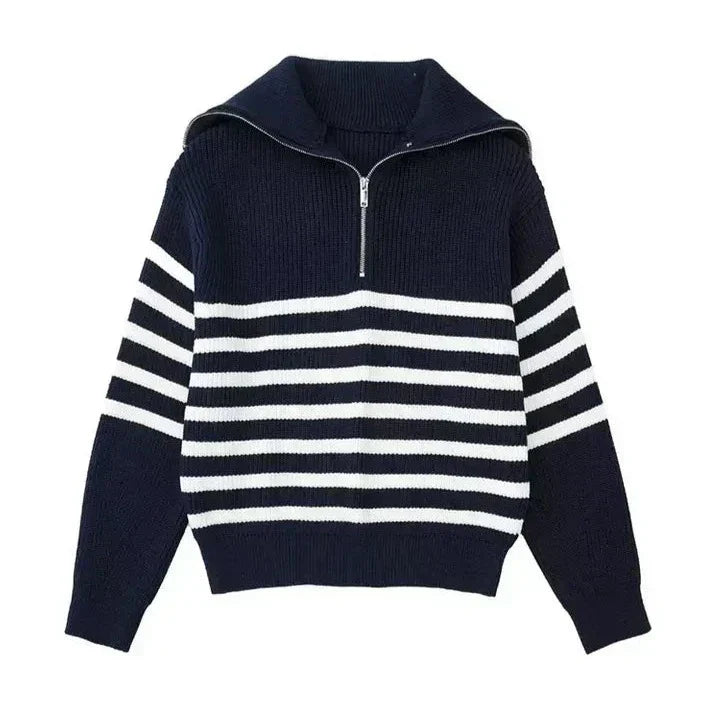 Varel | Pullover con zip a righe