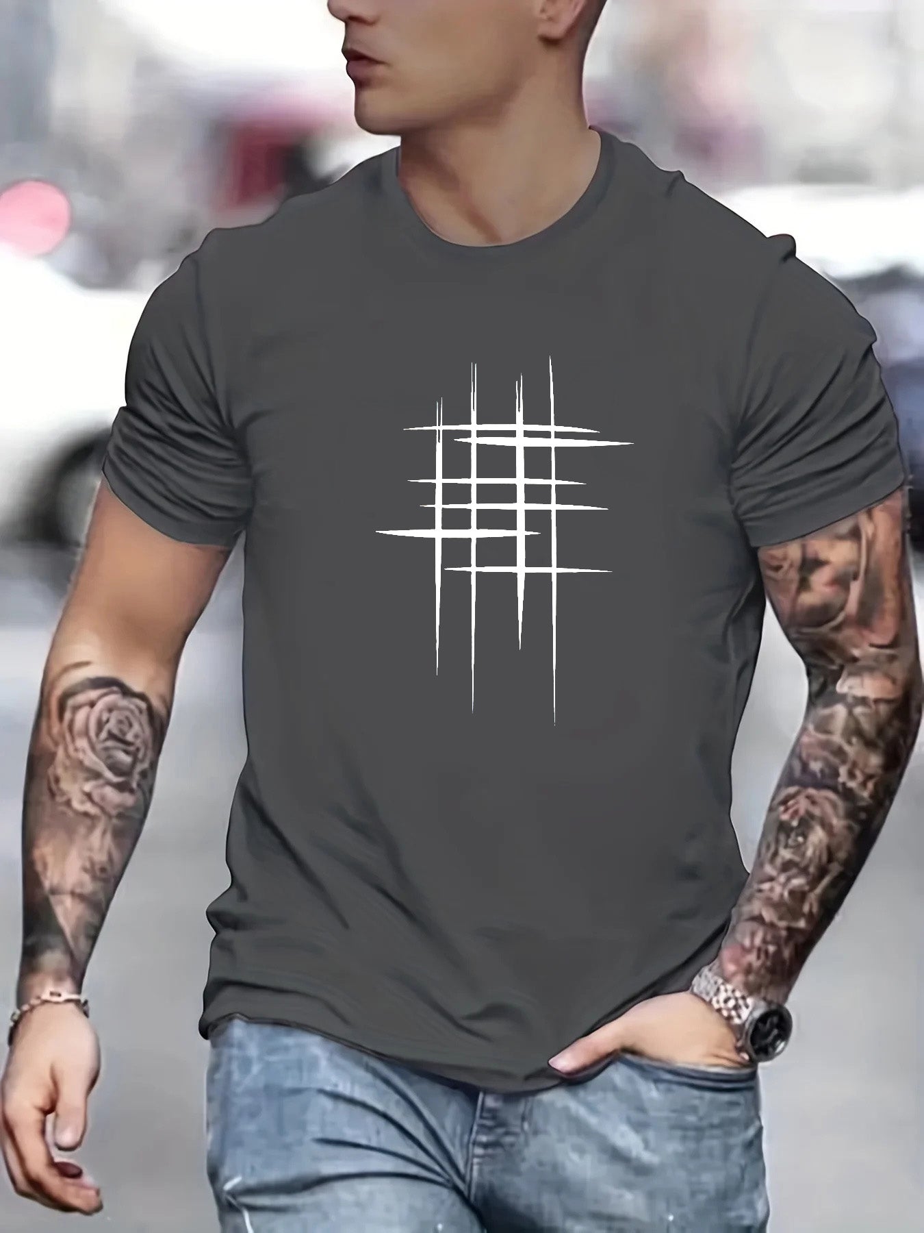 Varel | T-shirt elegante a collo rotondo con stampa grafica