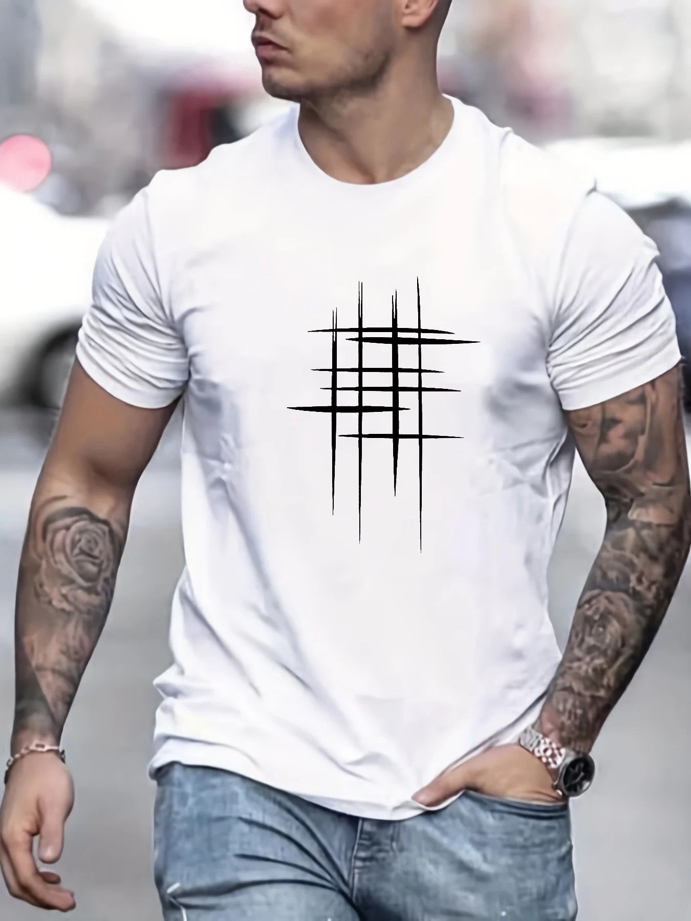Varel | T-shirt elegante a collo rotondo con stampa grafica