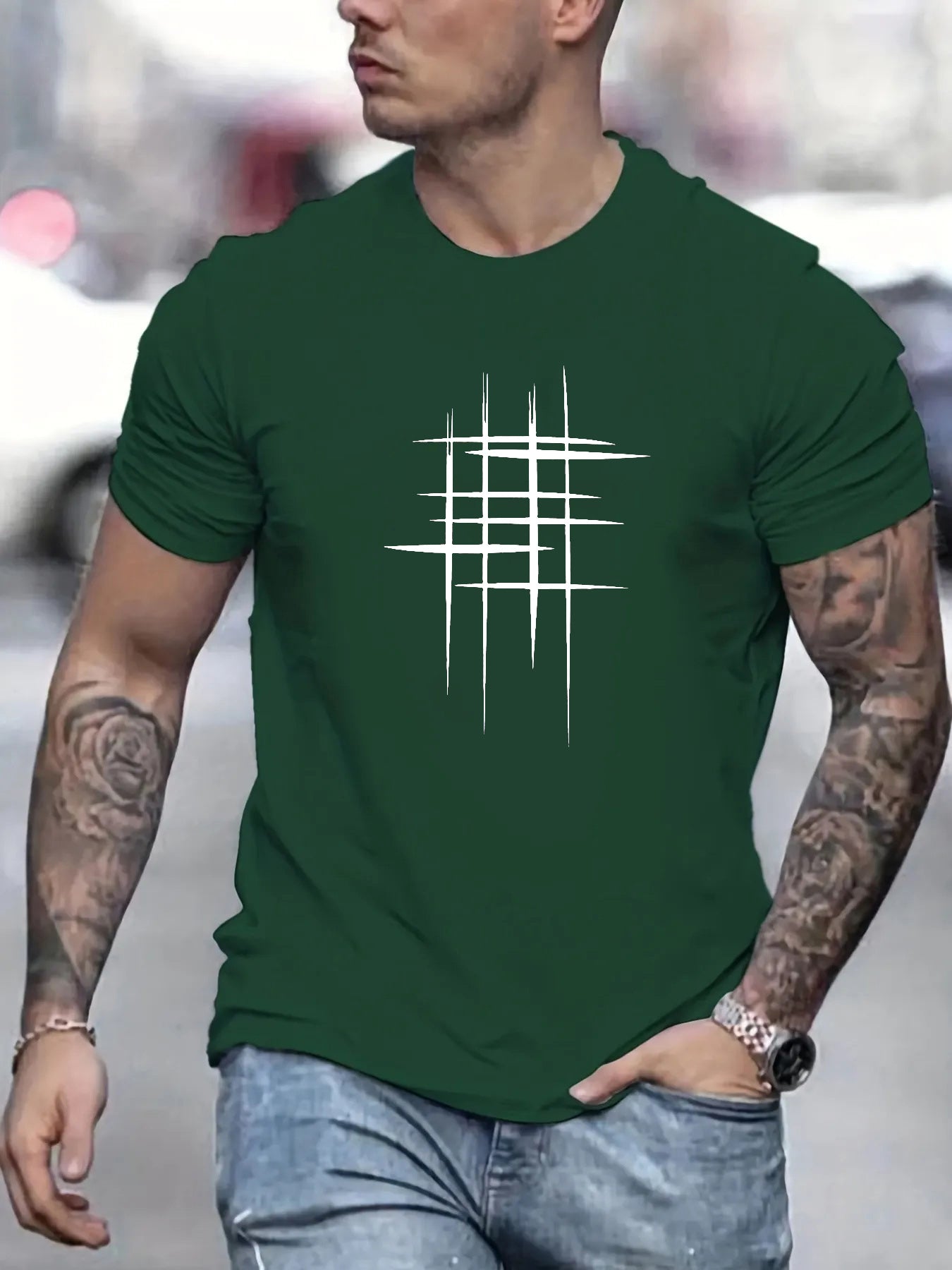 Varel | T-shirt elegante a collo rotondo con stampa grafica