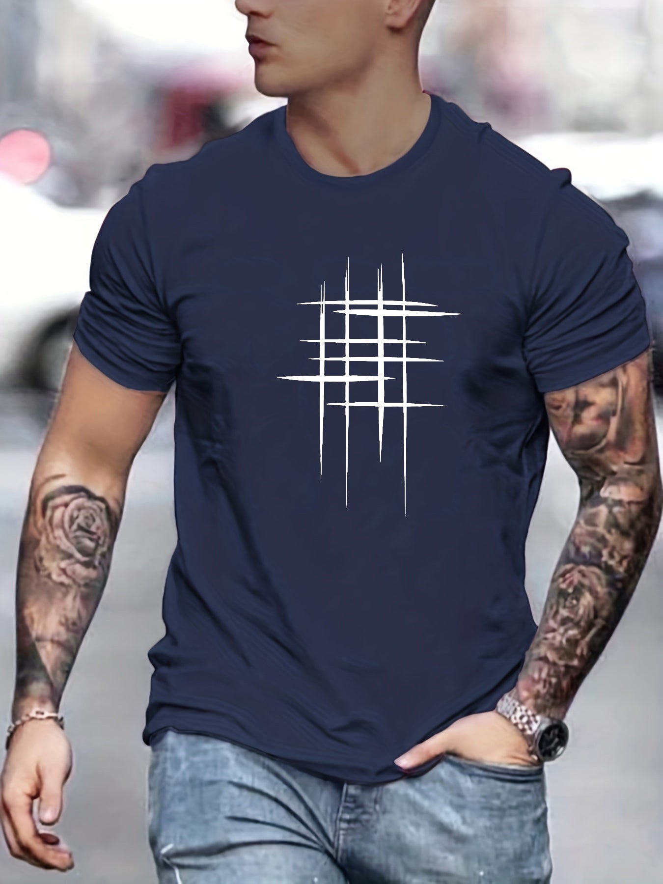 Varel | T-shirt elegante a collo rotondo con stampa grafica