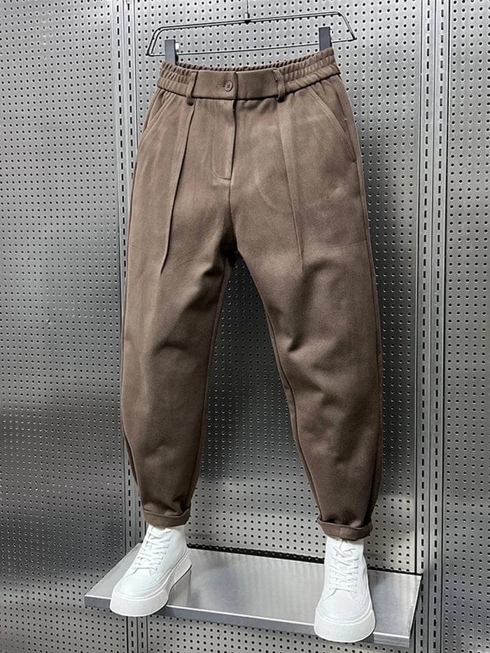 Varel | Pantaloni a vita alta con pieghe e vestibilità slim