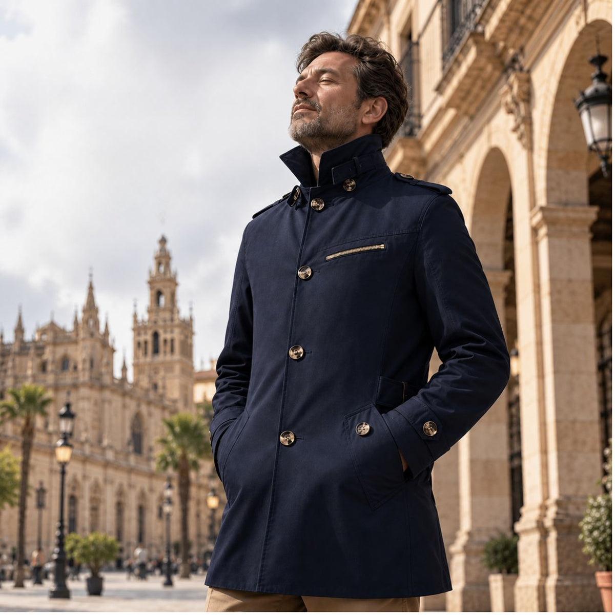 Varel | Cappotto corto con colletto aperto e chiusura con bottoni