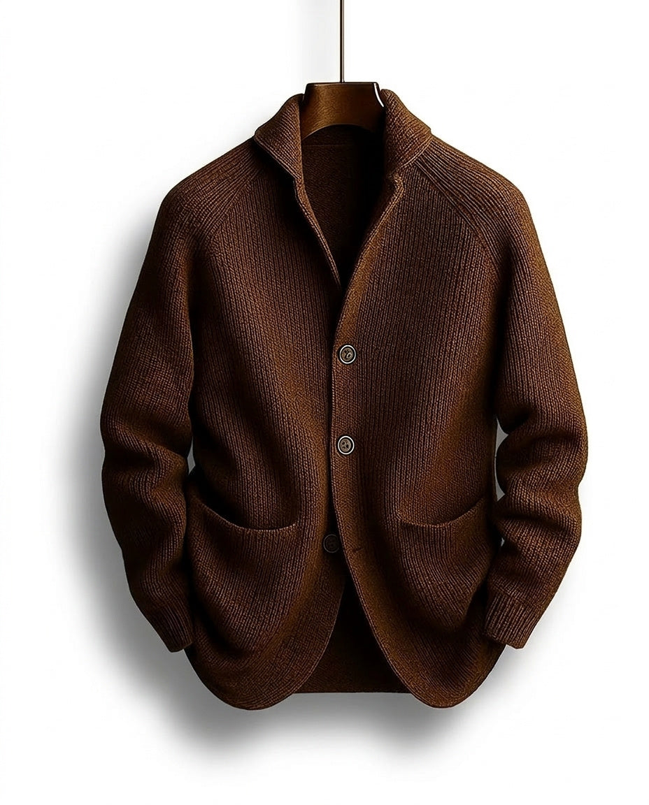 Varel | Cardigan in maglia con collo a scialle e chiusura con bottoni