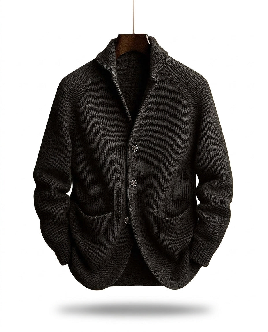 Varel | Cardigan in maglia con collo a scialle e chiusura con bottoni