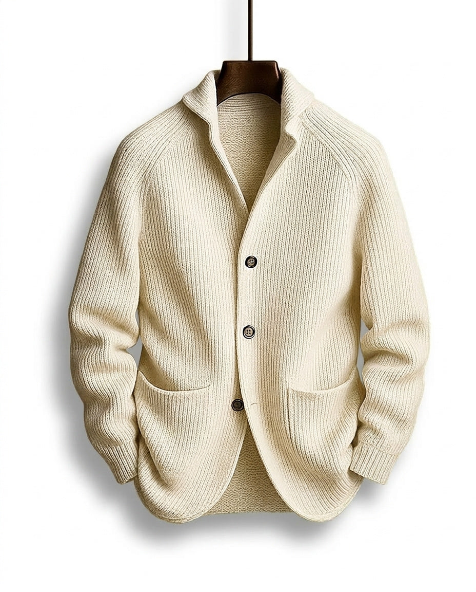 Varel | Cardigan in maglia con collo a scialle e chiusura con bottoni