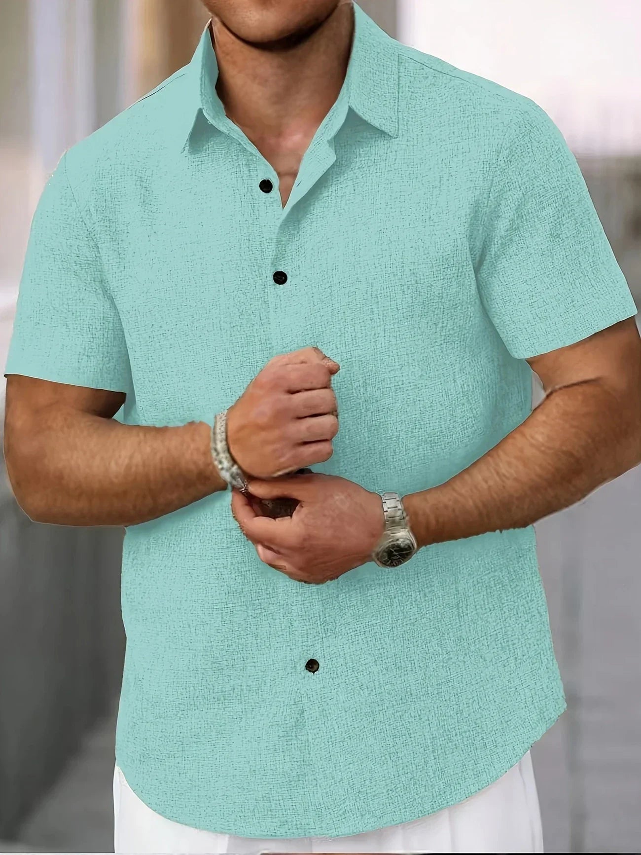 Varel | Camicia leggera a maniche corte in misto lino