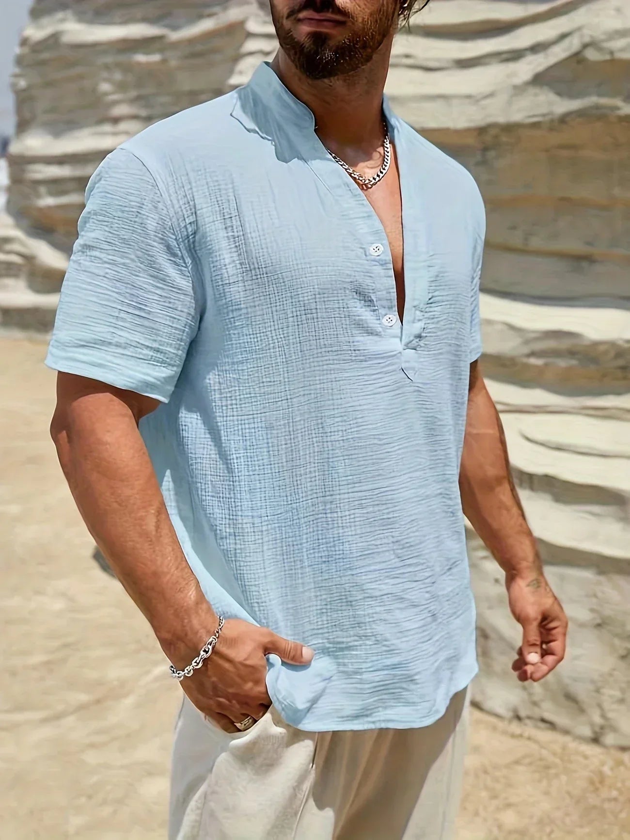 Varel | Camicia estiva elegante con colletto alto