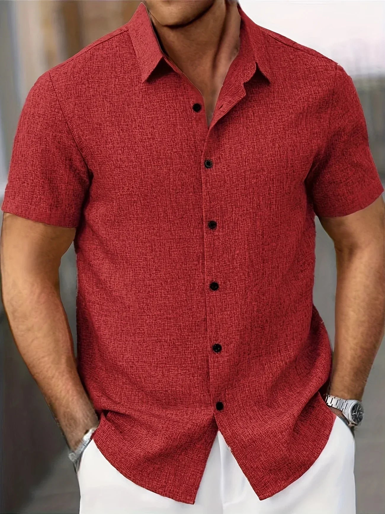 Varel | Camicia leggera a maniche corte in misto lino