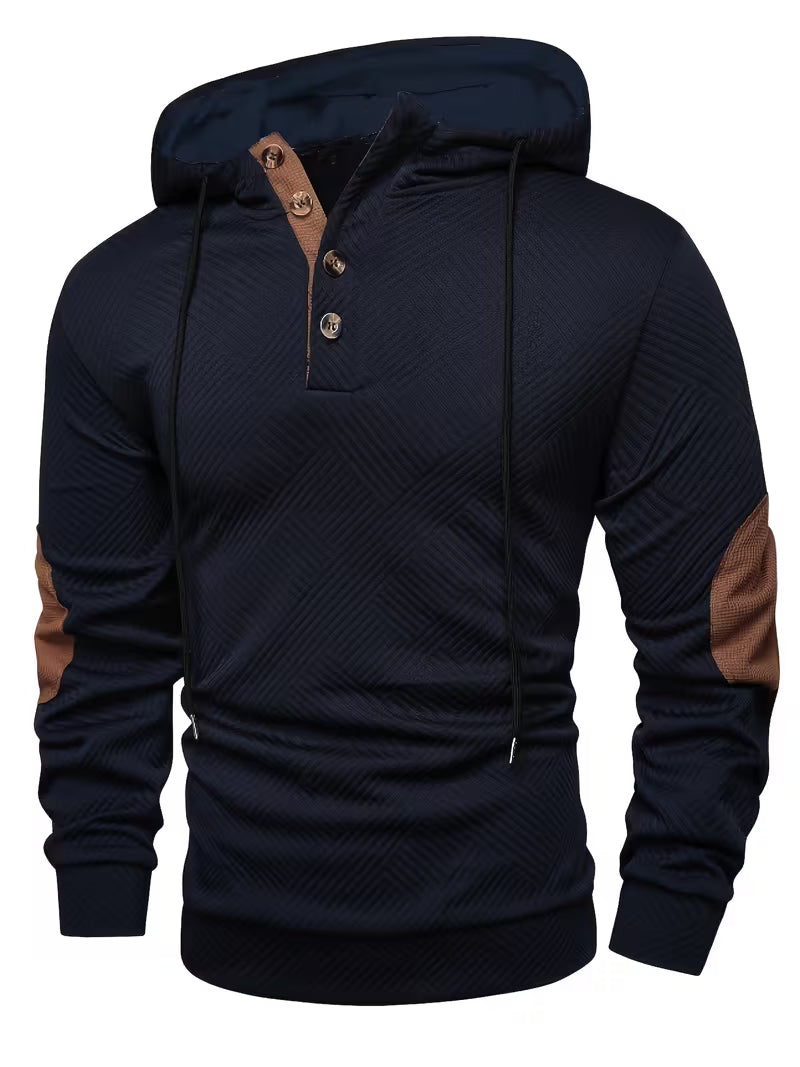 Varel | Felpa con cappuccio e texture con inserti a contrasto sui gomiti