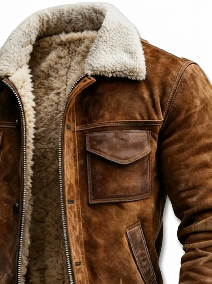 Varel | Giacca in pelle con sherpa