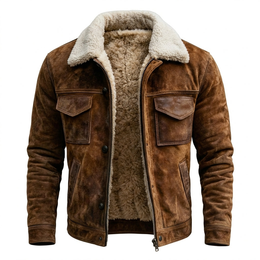 Varel | Giacca in pelle con sherpa