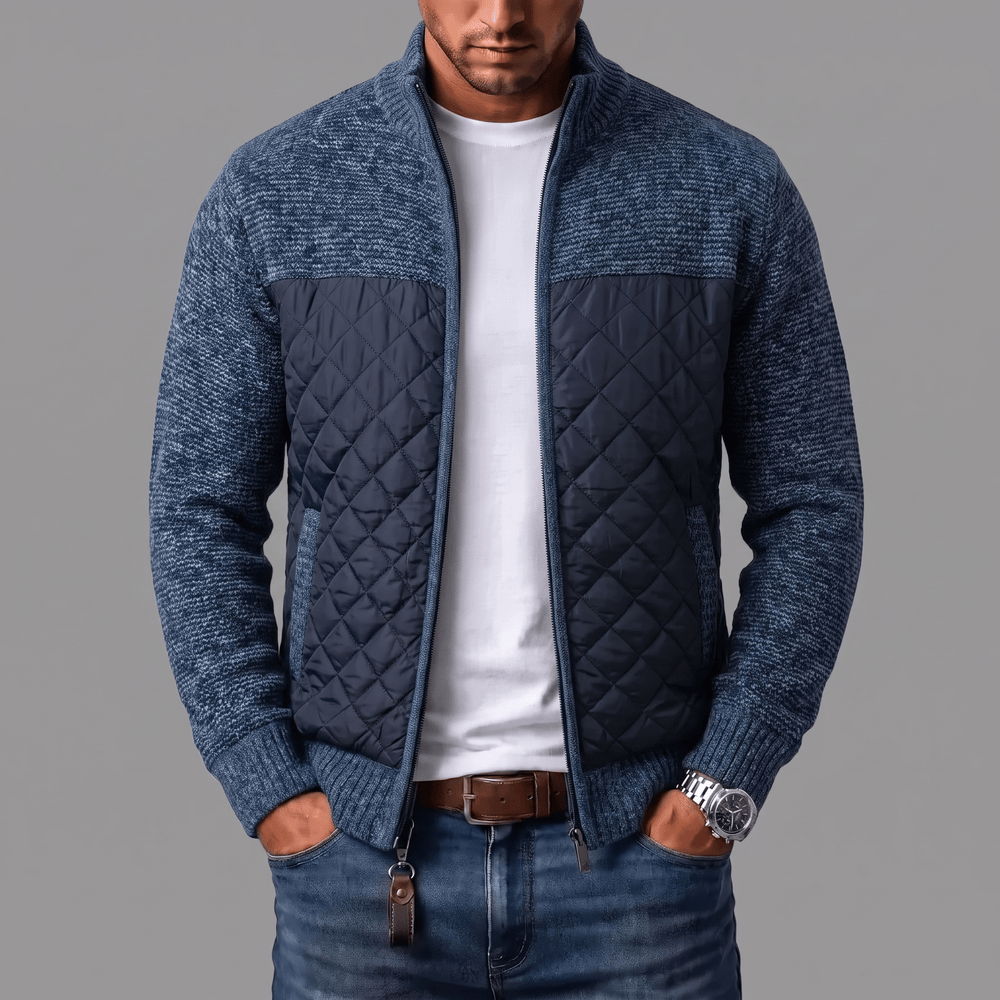 Varel | Giacca in maglia con pannelli trapuntati e zip integrale