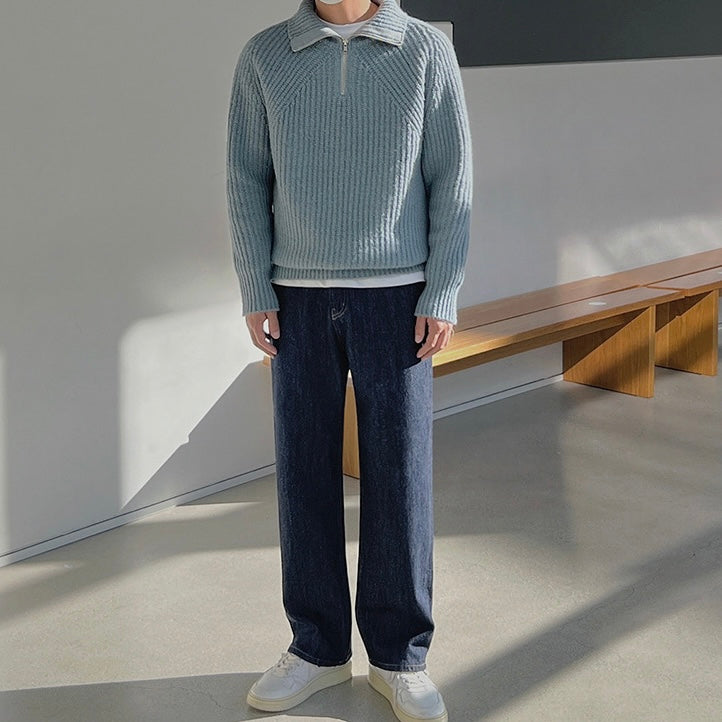 Varel | Pullover Azure a quarto di zip
