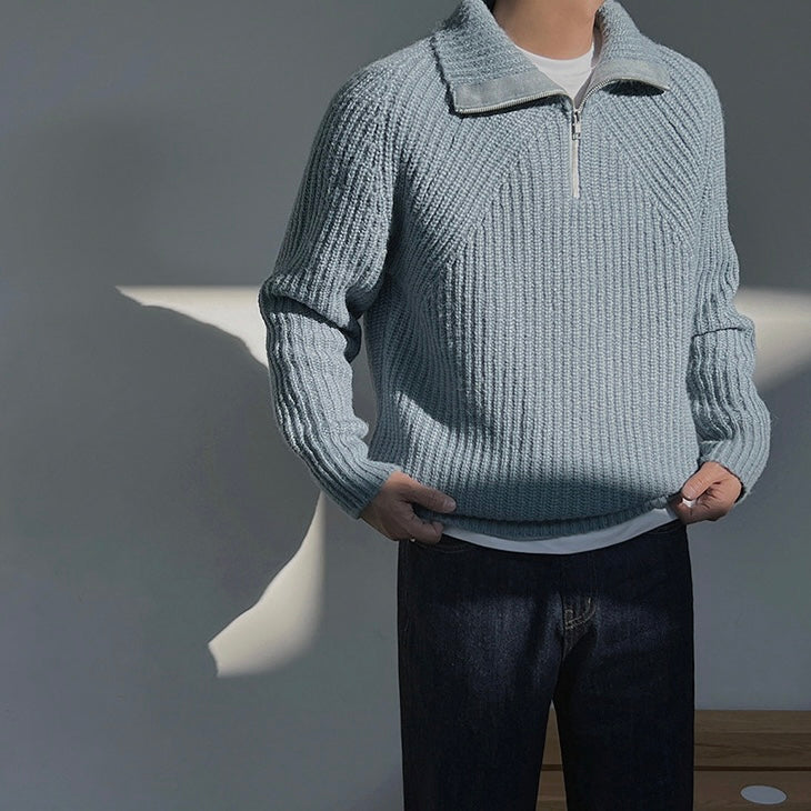 Varel | Pullover Azure a quarto di zip