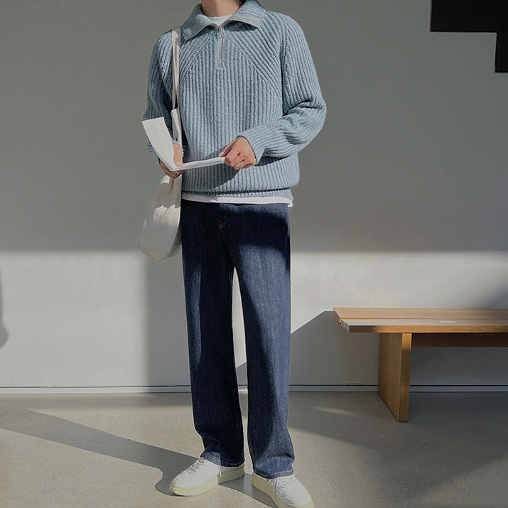 Varel | Pullover Azure a quarto di zip