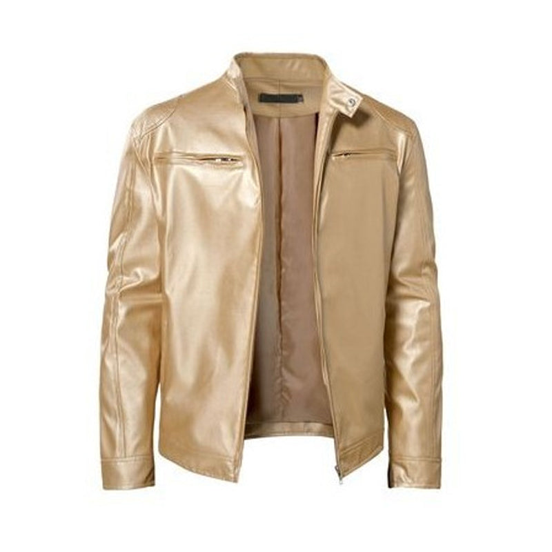 Varel | Giacca in pelle con colletto alto e zip