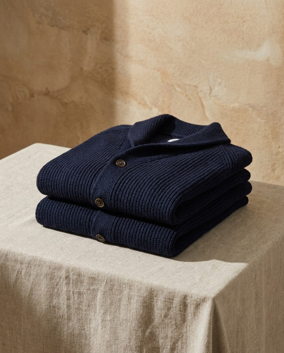 Varel | Cardigan in maglia con collo a scialle e chiusura con bottoni