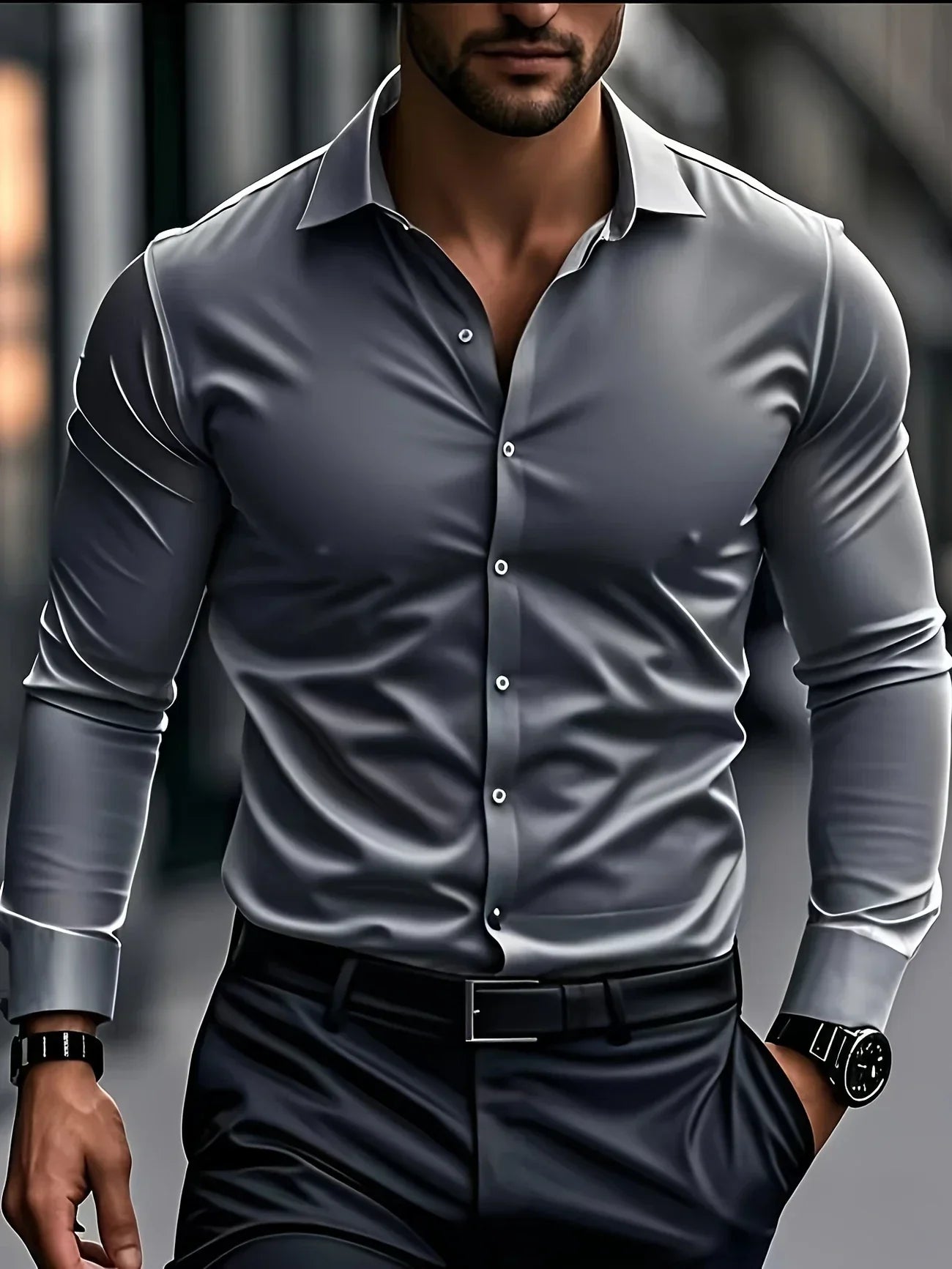 Varel | Camicia elegante a maniche lunghe con bottoni