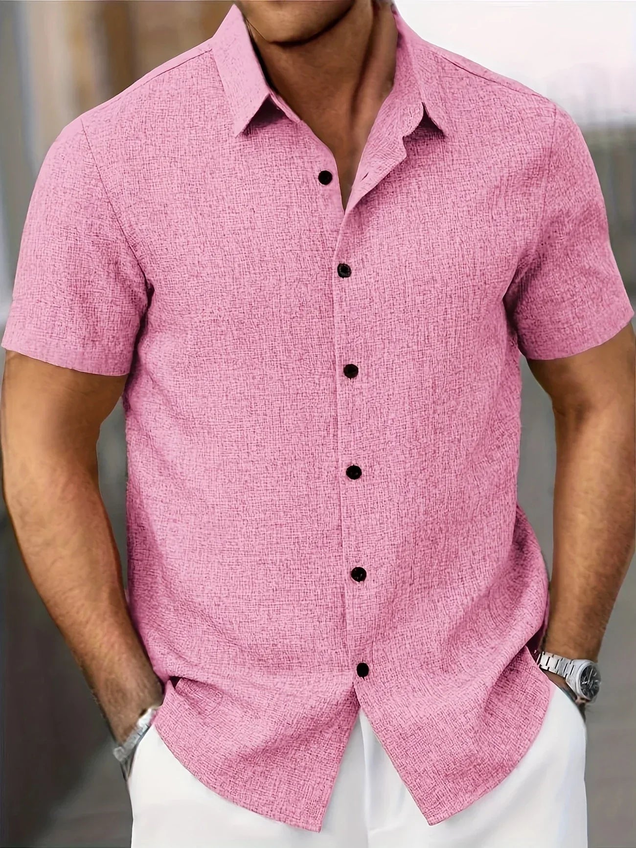Varel | Camicia leggera a maniche corte in misto lino