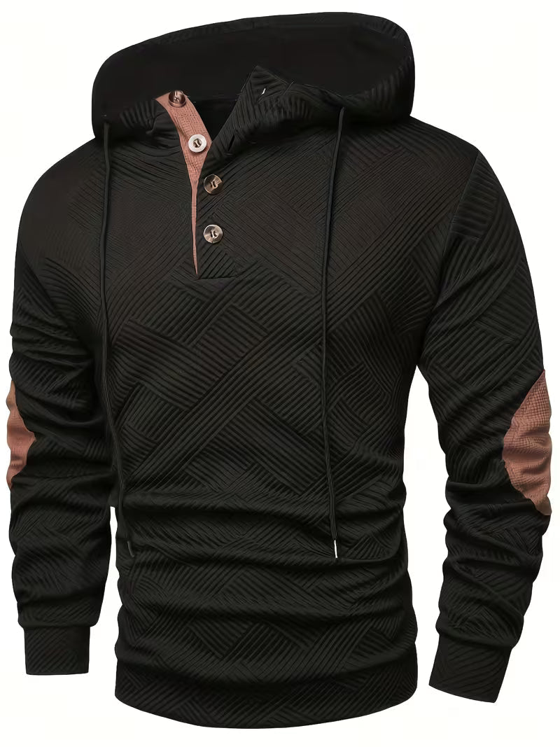 Varel | Felpa con cappuccio e texture con inserti a contrasto sui gomiti
