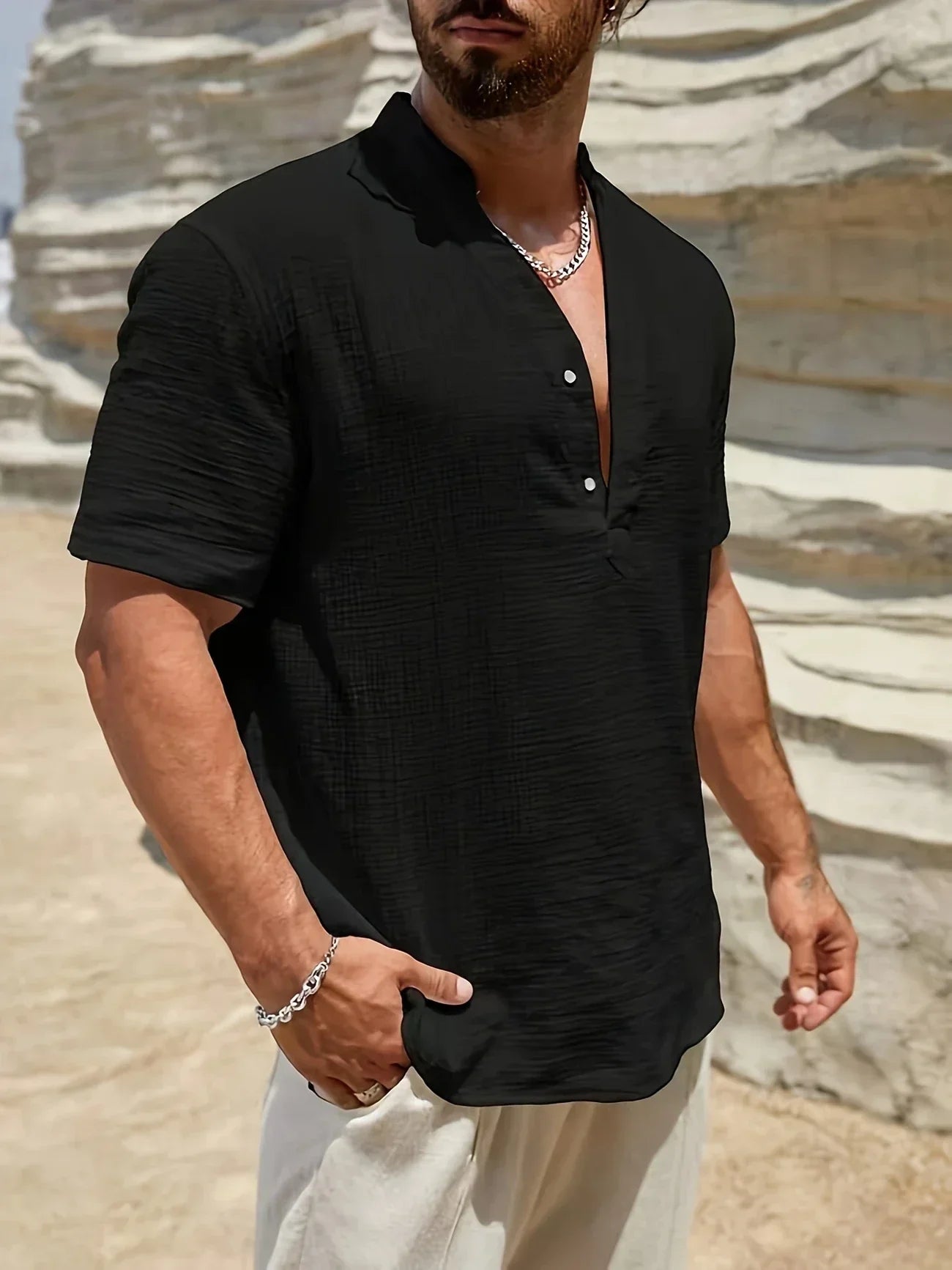 Varel | Camicia estiva elegante con colletto alto