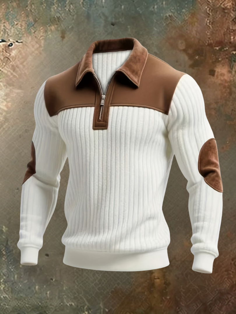 Varel | Maglione con zip a un quarto e inserti a contrasto