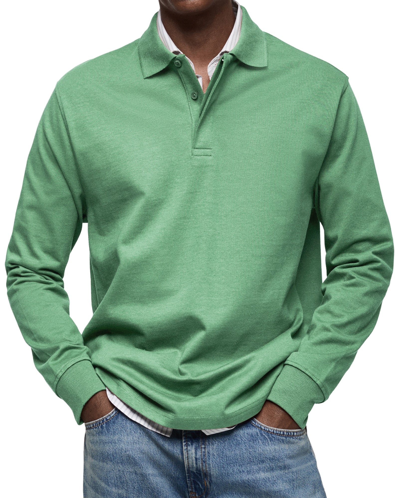 Varel | Camicia Poloshirt Casual a Maniche Lunghe